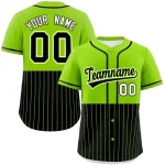 Custom Neon Green Black Personalized Half Stripe Design Authentic Baseball Jersey
