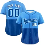 Custom Powder Blue Neon Green Personalized Half Stripe Design Authentic Baseball Jersey