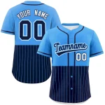 Custom Powder Blue Pink Personalized Half Stripe Design Authentic Baseball Jersey