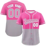 Custom Pink Navy Personalized Half Stripe Design Authentic Baseball Jersey