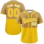 Custom Old Gold Red Personalized Half Stripe Design Authentic Baseball Jersey