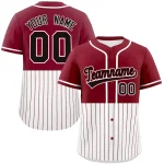Custom Crimson White Personalized Half Stripe Design Authentic Baseball Jersey