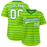 Custom Neon Green Pink-White Personalized Horizontal Stripe Authentic Pullover Baseball Jersey