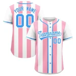 Custom White Light Pink Thick Stripe Fashion Authentic Baseball jersey