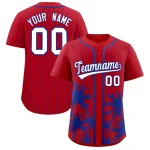 Custom Red Gold Pinstripe Coconut Tree Pattern Authentic Baseball Jersey