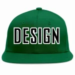 Custom Green Black-White Flat Eaves Sport Baseball Cap Design for Men/Women/Youth