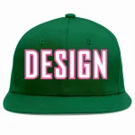 Custom Green Royal-White Flat Eaves Sport Baseball Cap Design for Men/Women/Youth