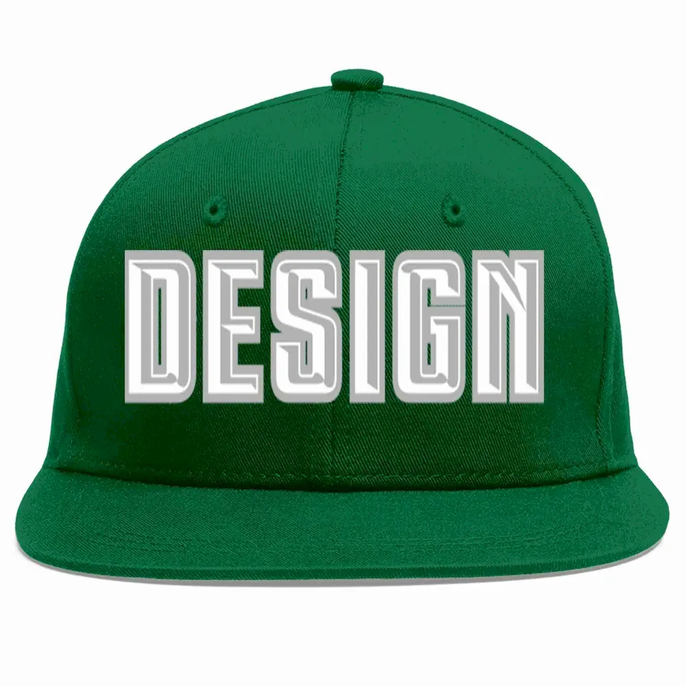 Custom Green White-Pink Flat Eaves Sport Baseball Cap Design for Men/Women/Youth