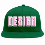 Custom Green Pink-White Flat Eaves Sport Baseball Cap Design for Men/Women/Youth