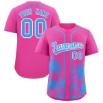 Custom Pink Neon Green Pinstripe Coconut Tree Pattern Authentic Baseball Jersey