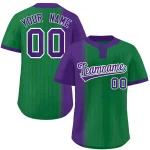 Custom Purple Kelly Green Gradient Stripe Fashion Authentic Two-Button Baseball Jersey