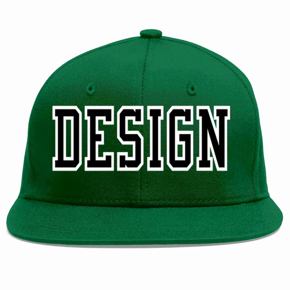 Custom Green White-Gray Flat Eaves Sport Baseball Cap Design for Men/Women/Youth