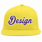Custom Light Gold purple-White Flat Eaves Sport Baseball Cap Design for Men/Women/Youth