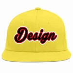 Custom Light Gold Black-Red Flat Eaves Sport Baseball Cap Design for Men/Women/Youth