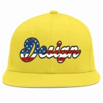 Custom Light Gold Vintage USA Flag-Gold Flat Eaves Sport Baseball Cap Design for Men/Women/Youth