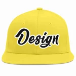 Custom Light Gold Black-White Flat Eaves Sport Baseball Cap Design for Men/Women/Youth
