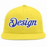 Custom Light Gold Royal-White Flat Eaves Sport Baseball Cap Design for Men/Women/Youth