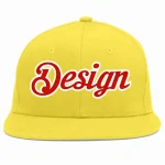 Custom Light Gold Red-White Flat Eaves Sport Baseball Cap Design for Men/Women/Youth