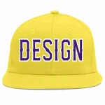 Custom Light Gold purple-White Flat Eaves Sport Baseball Cap Design for Men/Women/Youth