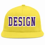 Custom Light Gold purple-White Flat Eaves Sport Baseball Cap Design for Men/Women/Youth