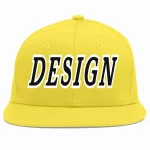 Custom Light Gold Black-White Flat Eaves Sport Baseball Cap Design for Men/Women/Youth