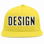 Custom Light Gold Black-White Flat Eaves Sport Baseball Cap Design for Men/Women/Youth