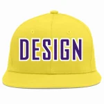 Custom Light Gold purple-White Flat Eaves Sport Baseball Cap Design for Men/Women/Youth