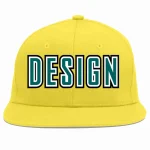 Custom Light Gold Aqua-White Flat Eaves Sport Baseball Cap Design for Men/Women/Youth