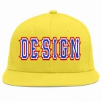 Custom Light Gold Royal-White Flat Eaves Sport Baseball Cap Design for Men/Women/Youth