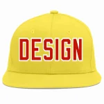 Custom Light Gold Red-White Flat Eaves Sport Baseball Cap Design for Men/Women/Youth