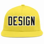 Custom Light Gold Black-White Flat Eaves Sport Baseball Cap Design for Men/Women/Youth