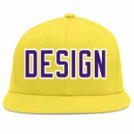 Custom Light Gold purple-White Flat Eaves Sport Baseball Cap Design for Men/Women/Youth