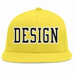Custom Light Gold Black-White Flat Eaves Sport Baseball Cap Design for Men/Women/Youth