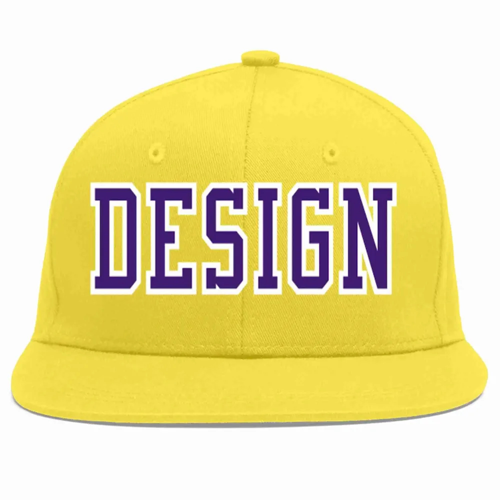 Custom Light Gold Light Blue-White Flat Eaves Sport Baseball Cap Design for Men/Women/Youth