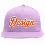 Custom Light Purple Orange-White Flat Eaves Sport Baseball Cap Design for Men/Women/Youth