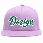 Custom Light Purple Kelly Green-White Flat Eaves Sport Baseball Cap Design for Men/Women/Youth