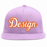 Custom Light Purple White-Orange Flat Eaves Sport Baseball Cap Design for Men/Women/Youth