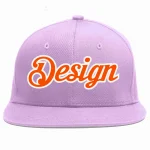 Custom Light Purple Orange-White Flat Eaves Sport Baseball Cap Design for Men/Women/Youth