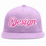 Custom Light Purple Pink-White Flat Eaves Sport Baseball Cap Design for Men/Women/Youth