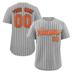 Custom Gray Red-Black Stripe Fashion Authentic Baseball Jersey