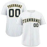 Custom White Navy-Gold Stripe Fashion Authentic Baseball Jersey