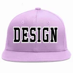 Custom Light Purple Black-White Flat Eaves Sport Baseball Cap Design for Men/Women/Youth