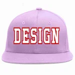 Custom Light Purple White-Red Flat Eaves Sport Baseball Cap Design for Men/Women/Youth