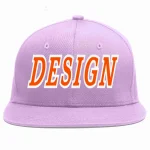 Custom Light Purple Orange-White Flat Eaves Sport Baseball Cap Design for Men/Women/Youth