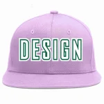 Custom Light Purple White-Kelly Green Flat Eaves Sport Baseball Cap Design for Men/Women/Youth