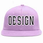 Custom Light Purple Black-White Flat Eaves Sport Baseball Cap Design for Men/Women/Youth