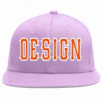 Custom Light Purple Orange-White Flat Eaves Sport Baseball Cap Design for Men/Women/Youth