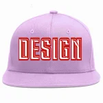 Custom Light Purple White-Red Flat Eaves Sport Baseball Cap Design for Men/Women/Youth
