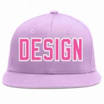 Custom Light Purple Pink-White Flat Eaves Sport Baseball Cap Design for Men/Women/Youth