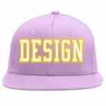 Custom Light Purple Pink-White Flat Eaves Sport Baseball Cap Design for Men/Women/Youth